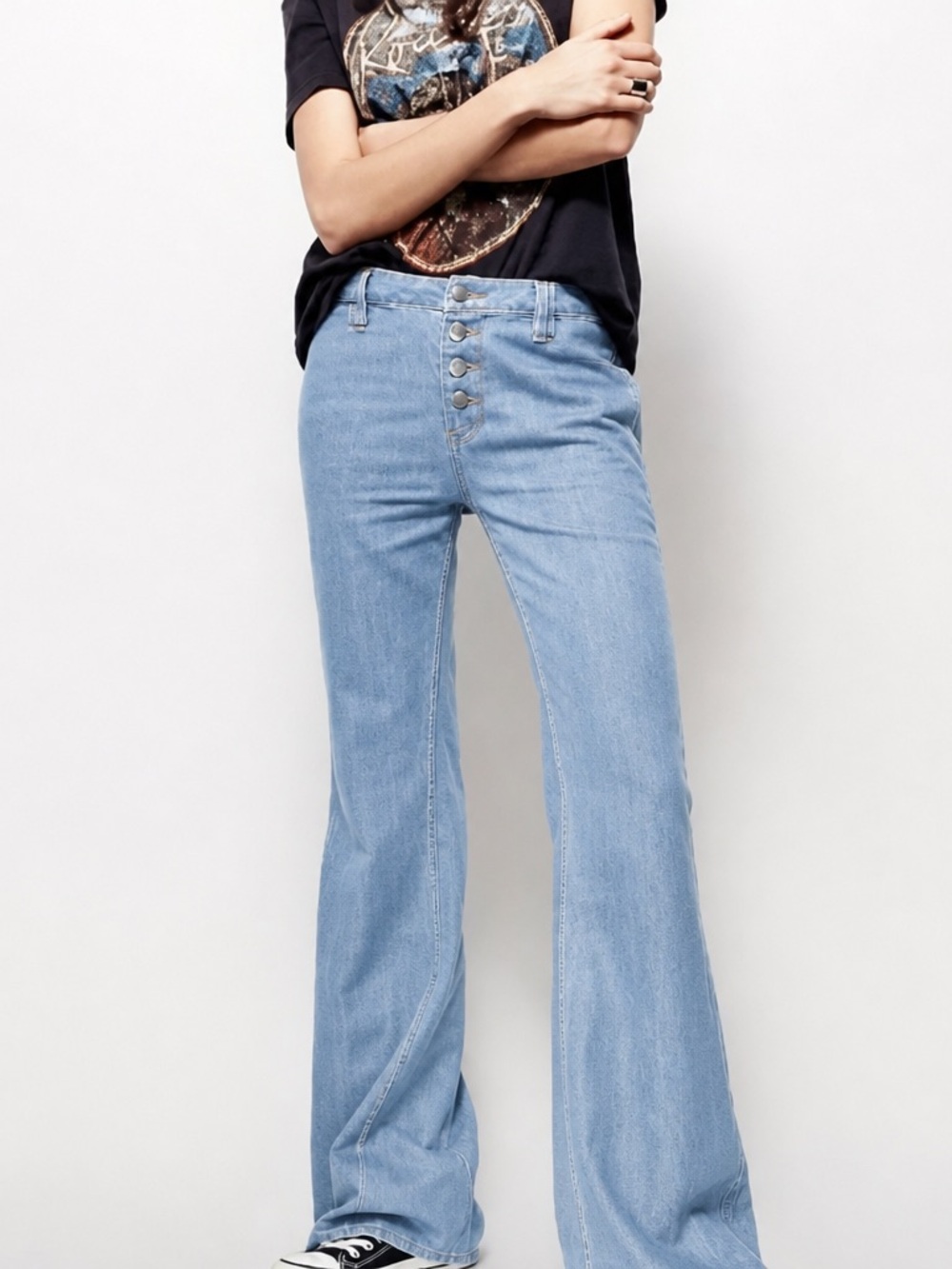 Free People Heartbreaker Jeans Embroidered Flares